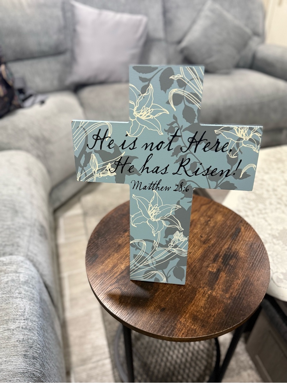 Inspirational Floral Cross Decor “He is not Here, He has Risen! Matthew 28:6”